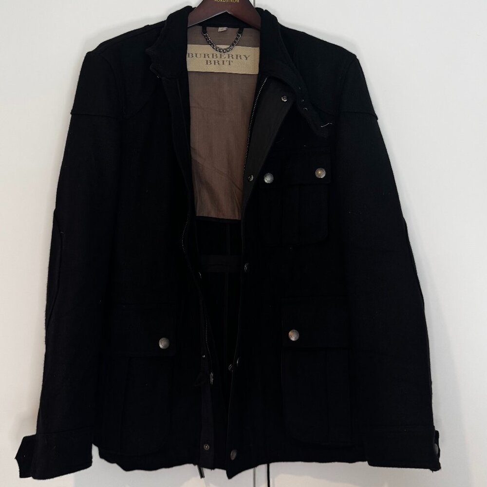 Vintage Burberry Brit military field Jacket - XL - Black